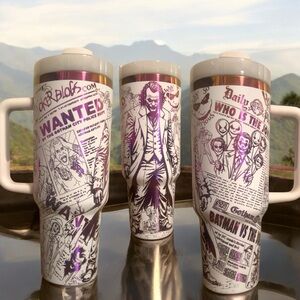 Joker themed stainless steel laser engraved tumbler